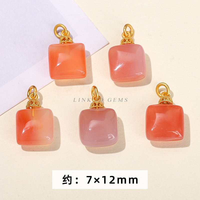 Scarlet Yanyuan agate safety buckle loose beads