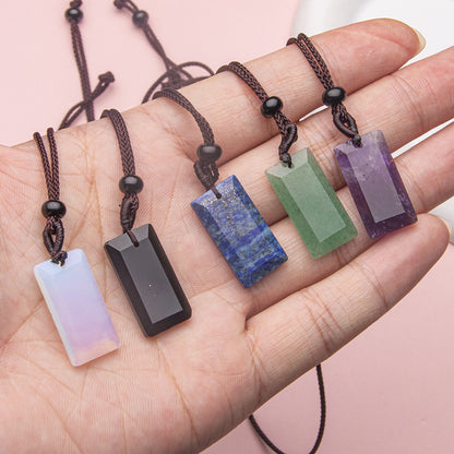 Crystal Rectangular Square Pendant Necklace