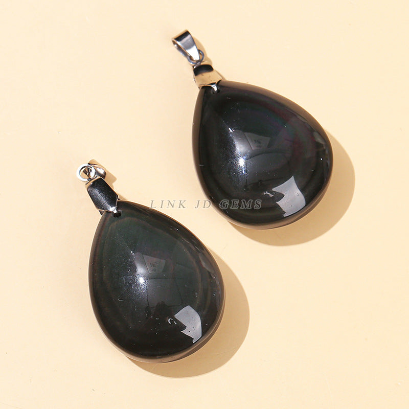 Natural Rainbow Obsidian Droplet Pendant