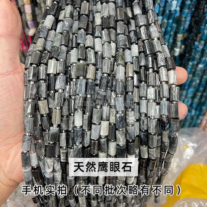 Natural stone crystal cut round tube beads loose beads