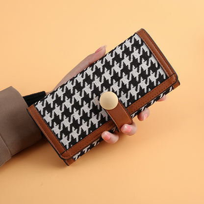 Long thousand bird grid buckle multi-card wallet