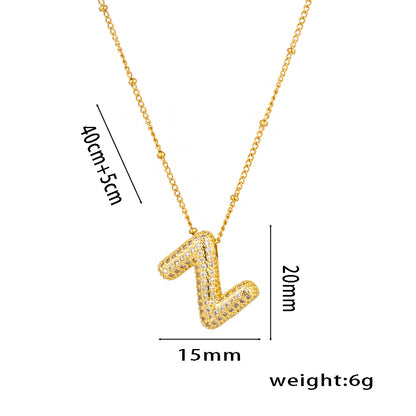 Hip-Hop Ice Sugar Zircon Quartz Letter Pendant American INS Fashion Necklace