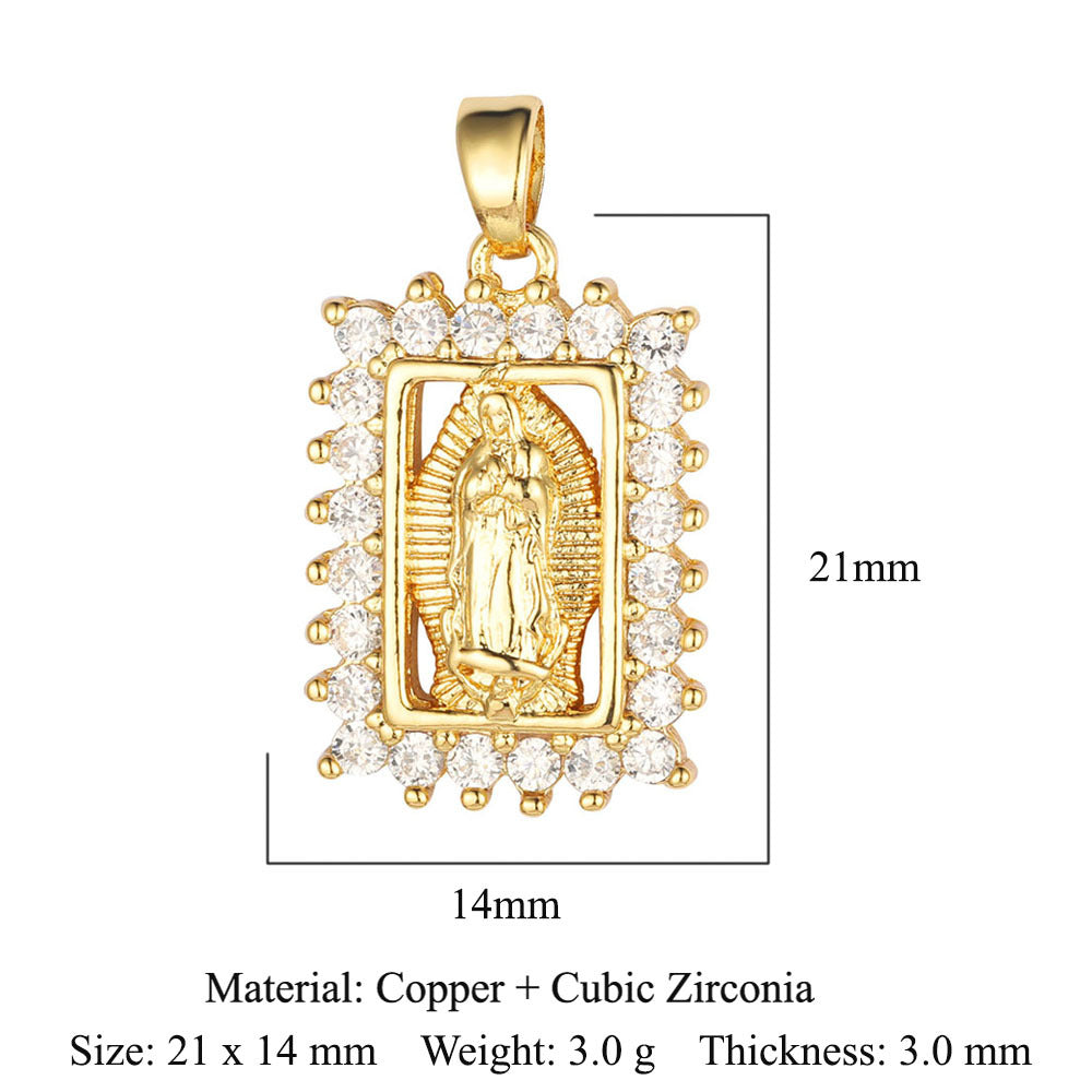 Copper zircon Virgin Mary pendant pendant