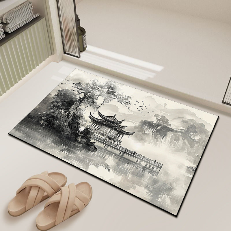 Diatomaceous earth ink wash bath mat