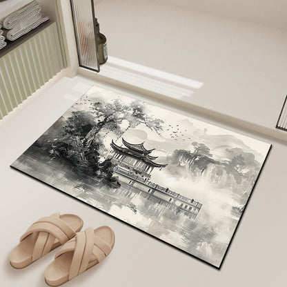 Diatomaceous earth ink wash bath mat