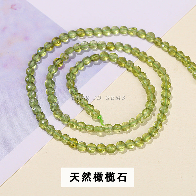 4Mm natural stone crystal cut round cake loose beads