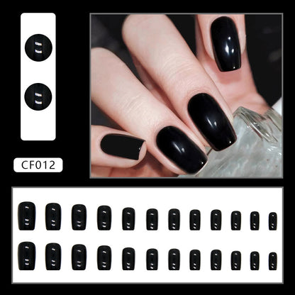 Glossy Black Square Nails