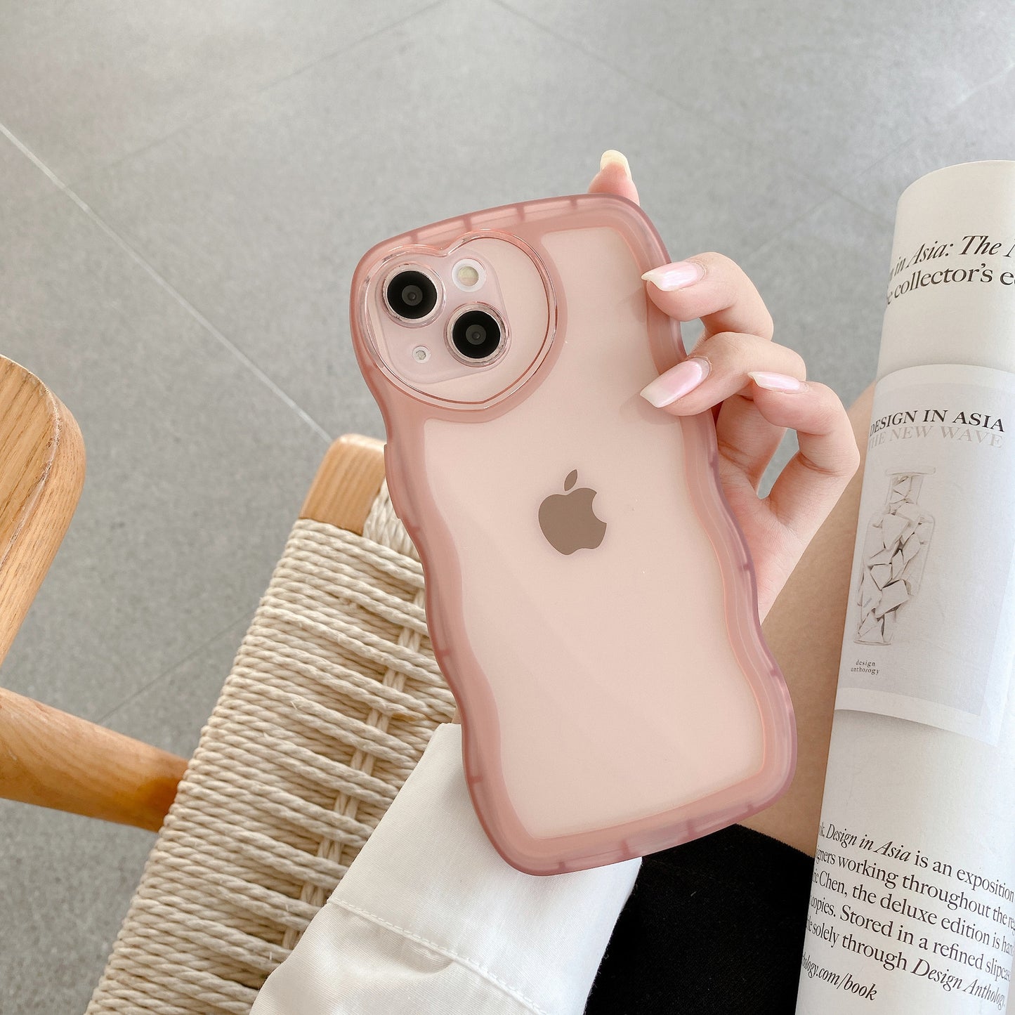 Funda de TPU transparente con diseño de ondas de corazón para iPhone 14 Pro, 8P, XS Max