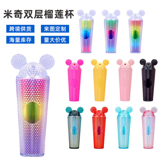 Mickey Durian Cup Diamond Plastic Straw Cup