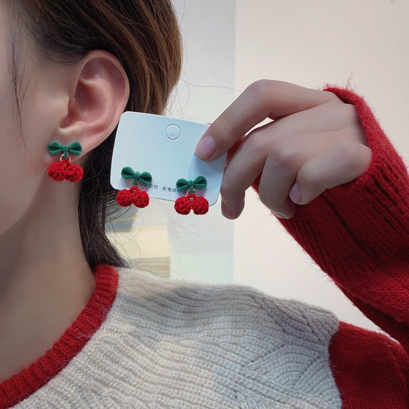 Red velvet cherry earrings