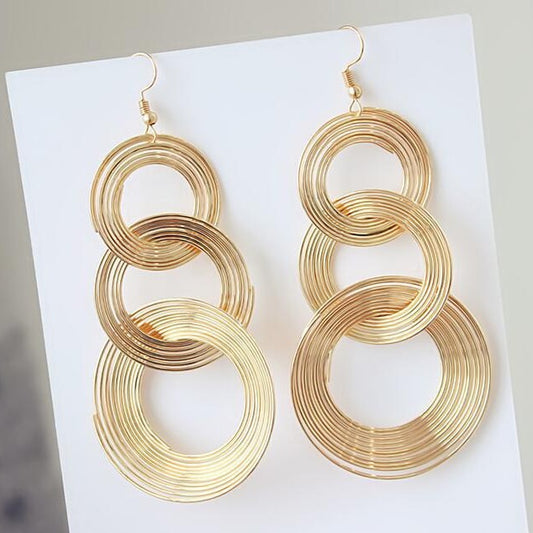 Geometric Multi-layer Metal Circle Earrings