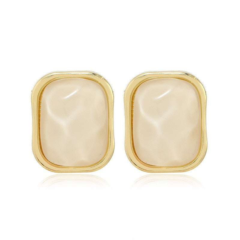 Geometric square alloy stud earrings