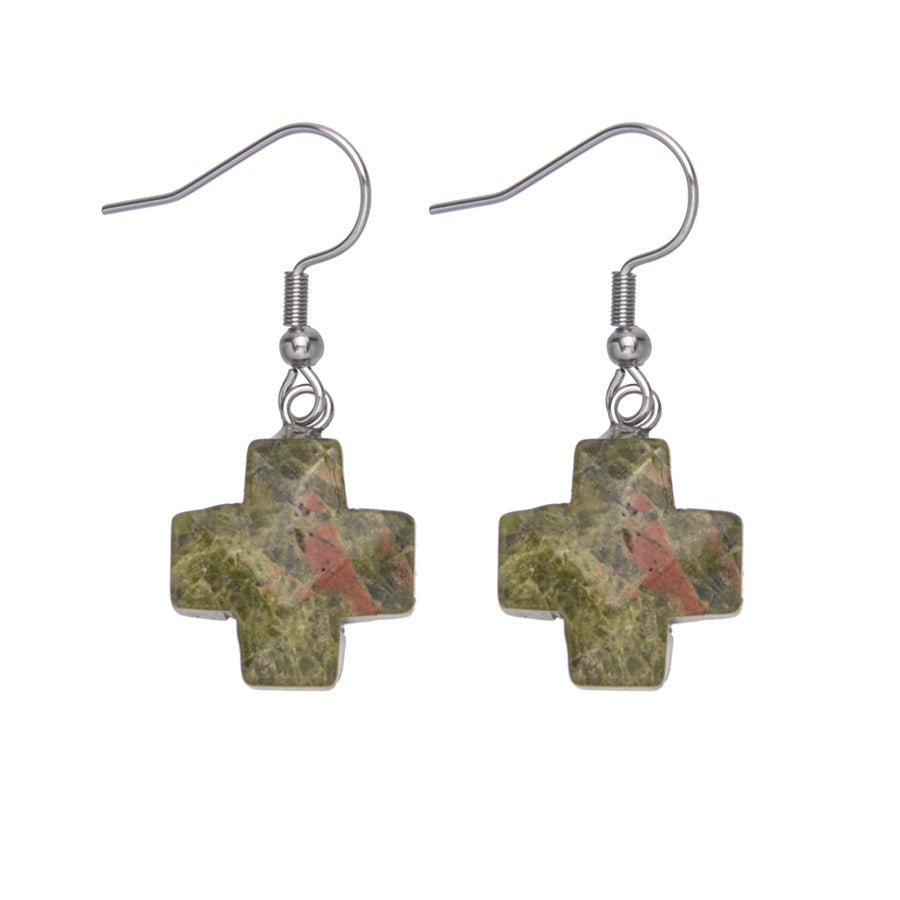 Crystal Cross Faceted Stainless Steel Earrings