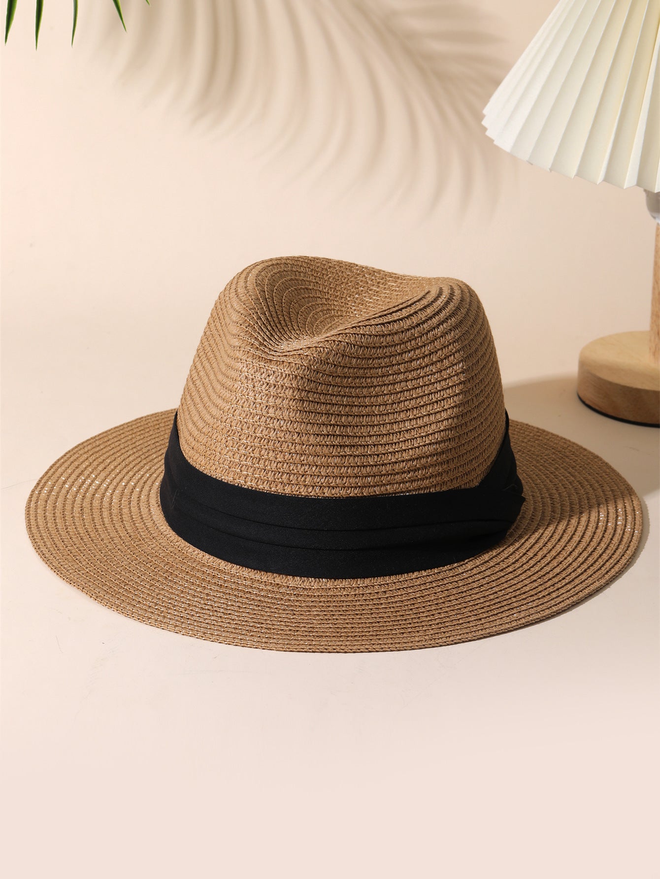 Classic Three-Fold Panama Straw Handmade Sun Hat Decorative Foldable