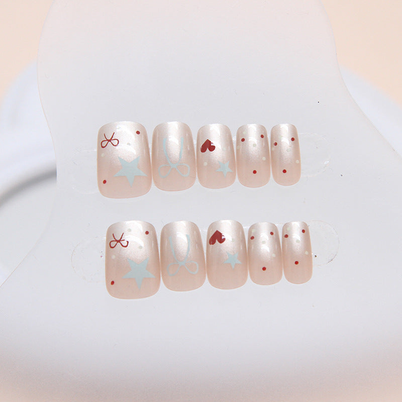 Cute Fresh Heart Bow Star Short T Nail Stickers