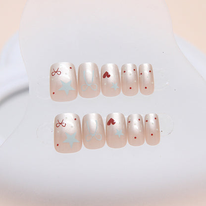 Cute Fresh Heart Bow Star Short T Nail Stickers