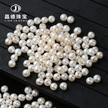 4-5Mm natural freshwater punched round macroporous pearl loose beads