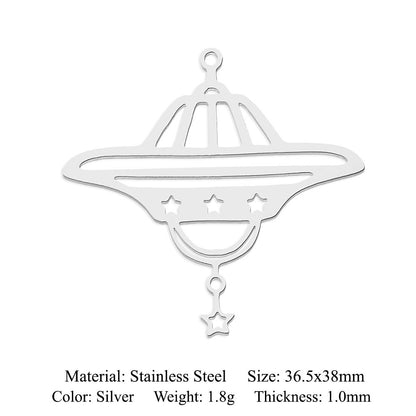 fashion 5 pcs/pack star moon titanium steel pendant planet DIY