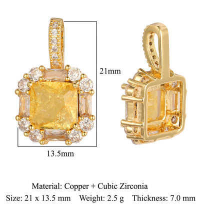 Copper zircon pendant, water drop square love bow.