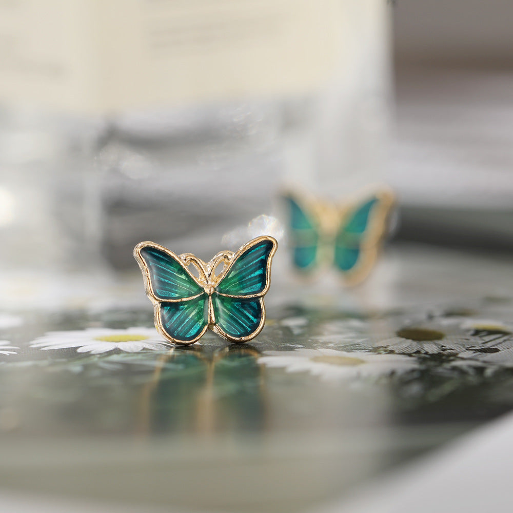 Dark green butterfly earrings