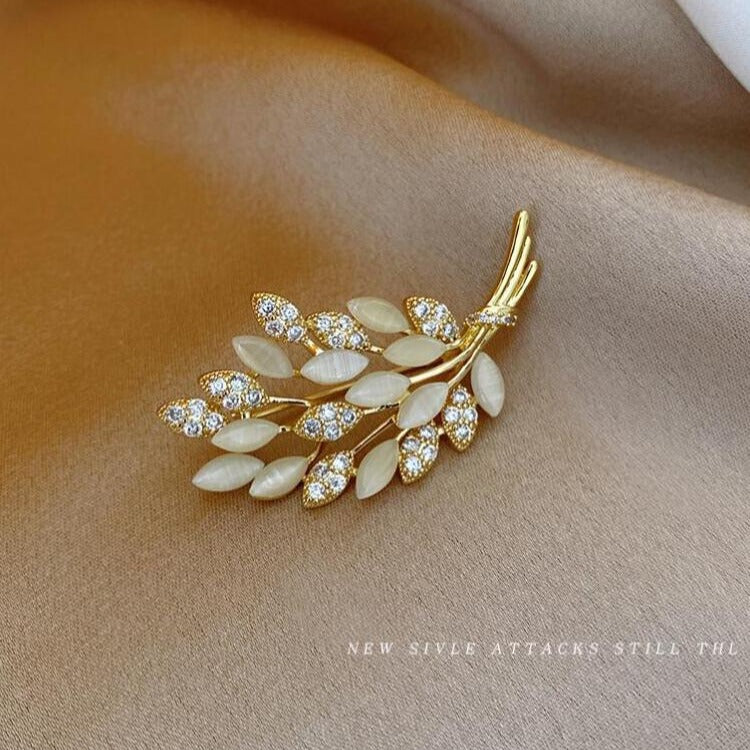 Opal flash diamond wheat ear brooch female