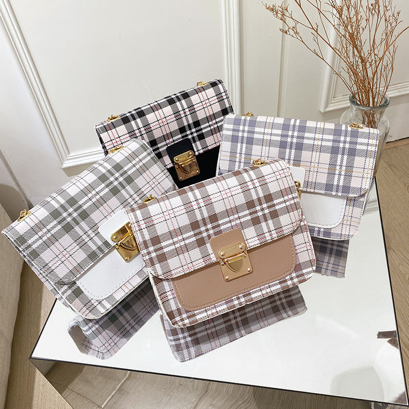 Ladies bags plaid square bag