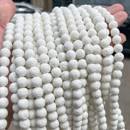 White volcanic stone loose beads