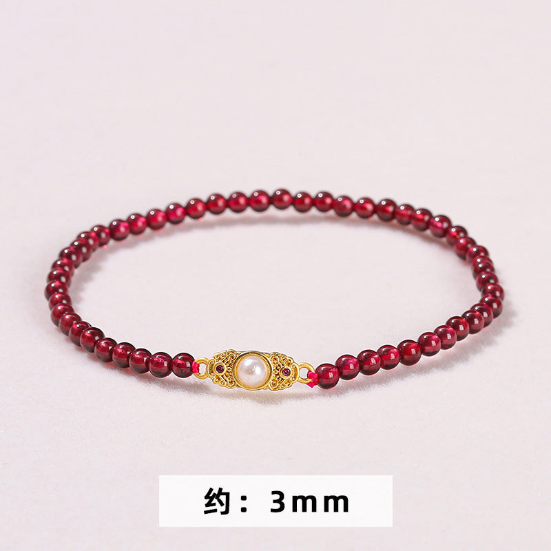 7A Natural Garnet Small Bead Bracelet