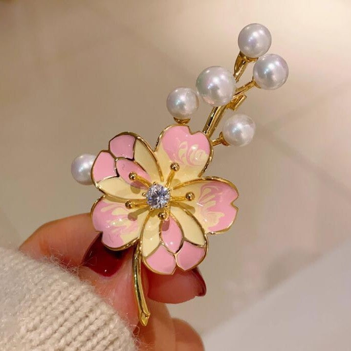 Peach Blossom Brooch Female Pearl