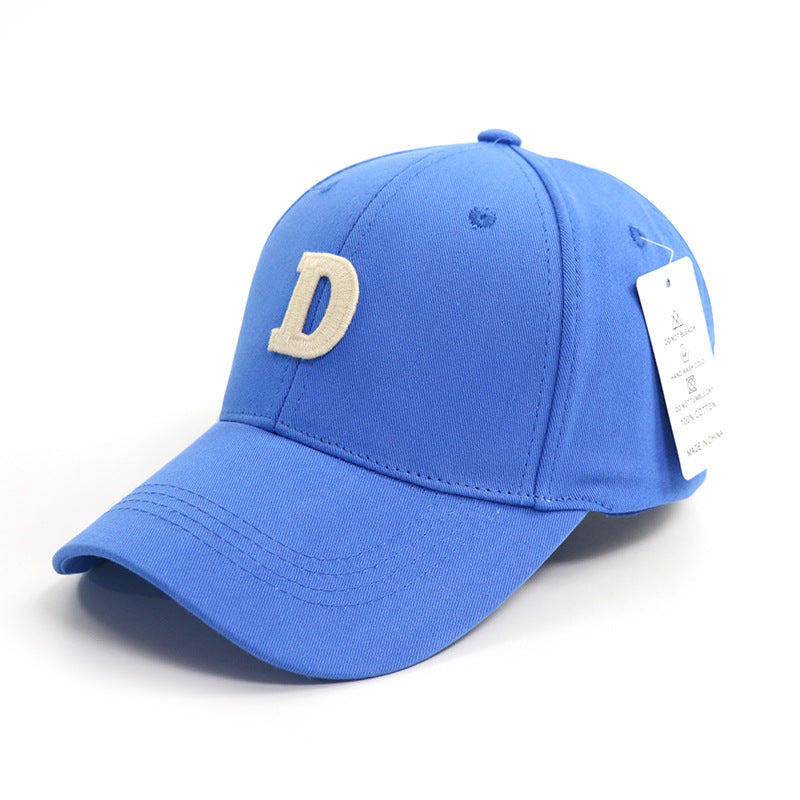 D Letter Embroidered Wide Brim Duckbill Cap