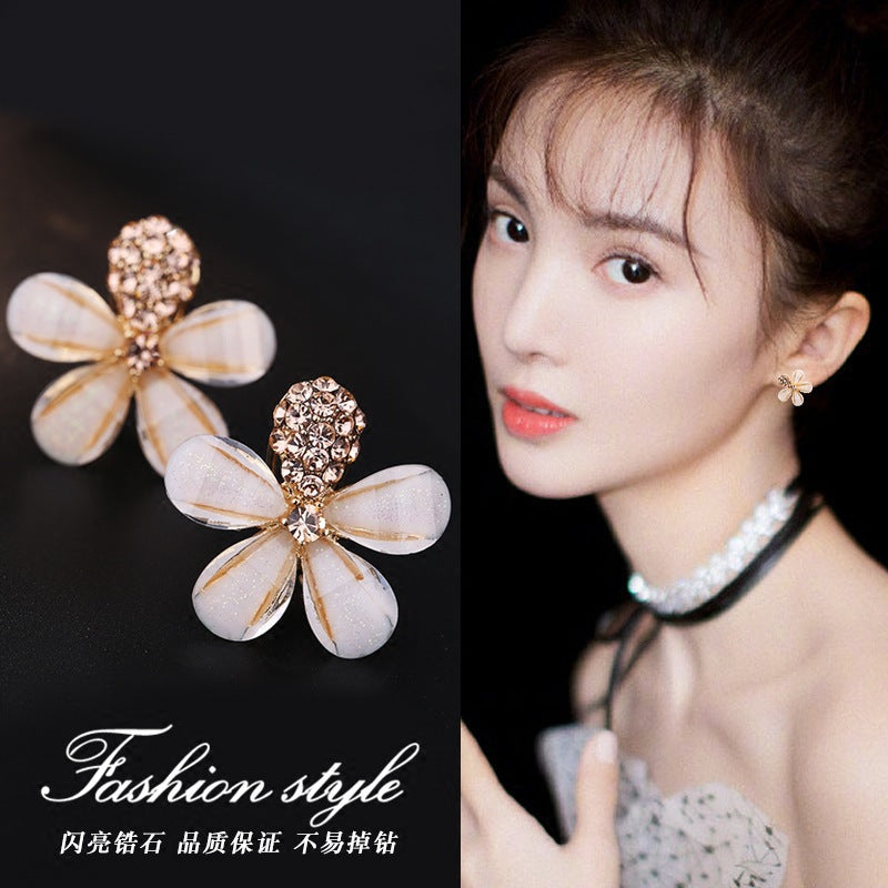 S925 Silver Needle Flower Earrings Jewelry