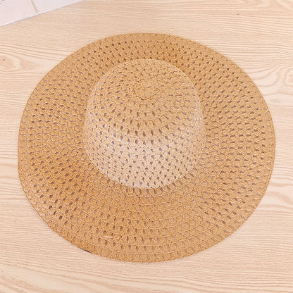 Fashion Hollow Wide Brim Women Straw Summer Woven Beach UV Outdoor Hat