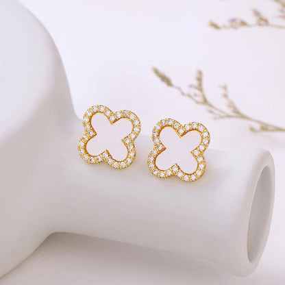 Classic Black Clover Stud Earrings, Hypoallergenic Design