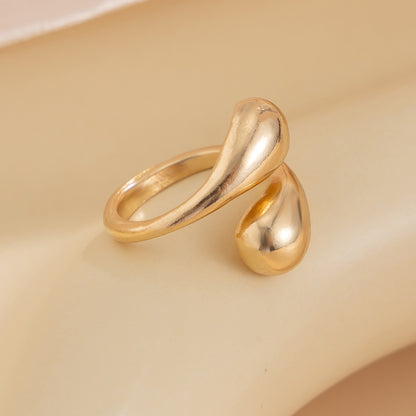 Glossy double water drop alloy ring