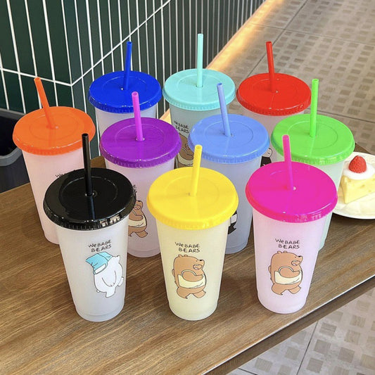 Printed bear color-changing cup PP plastic