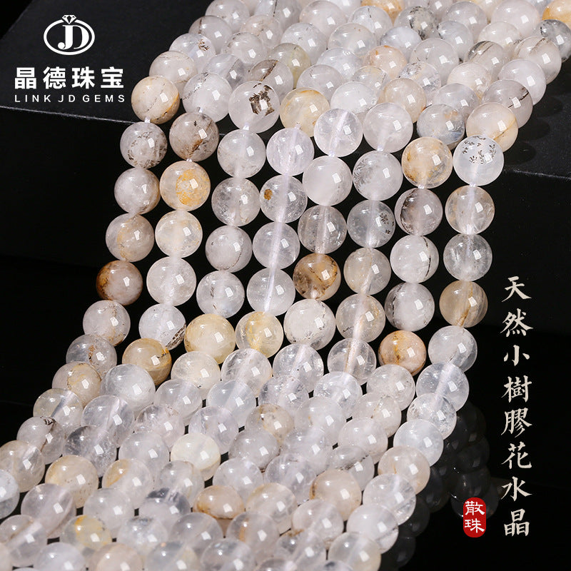 Natural small tree gum flower crystal round beads loose beads