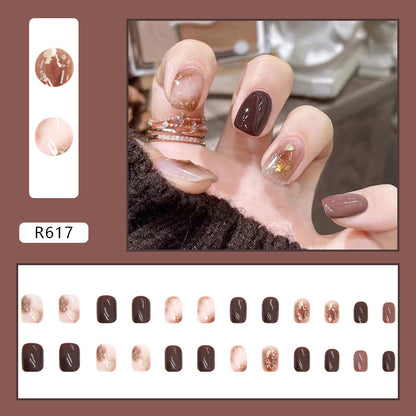 Mocha Brown Gradient Nails