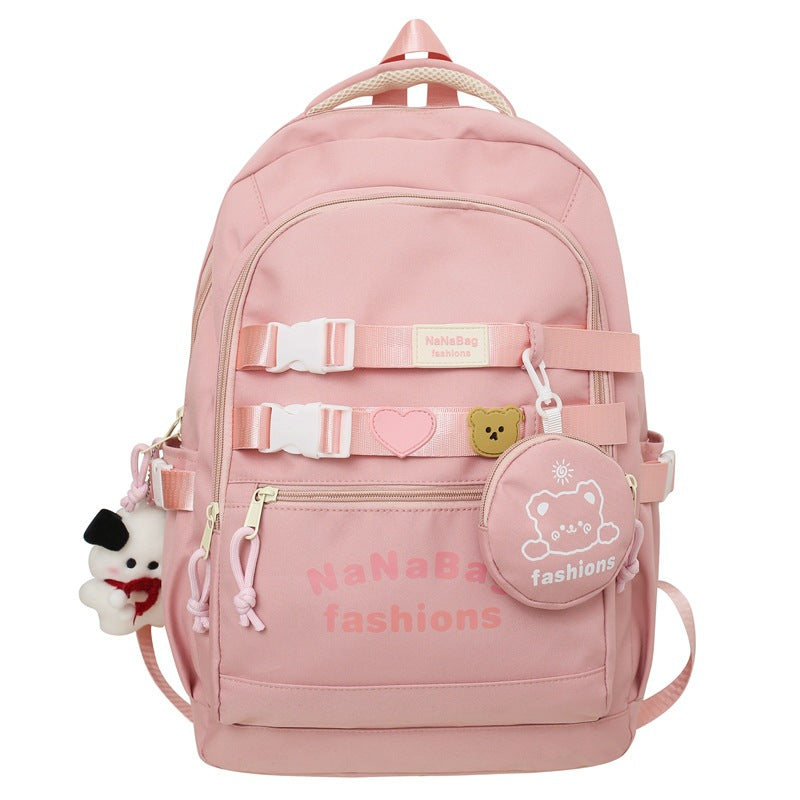 School bag backpack contrast color large capacity backpack