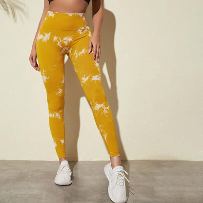 Trending Cross-Border Euro Tie-Dye High-Stretch Yoga Pants