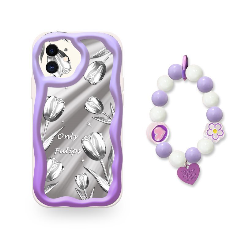 iPhone 12 Makeup Mirror Liquid Silicone Tulip Case