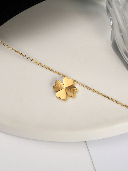 Four-leaf clover titanium steel necklace 1