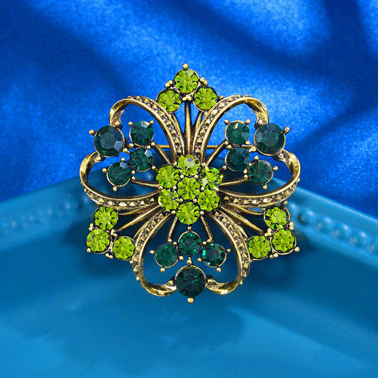 Emerald Flower Pin