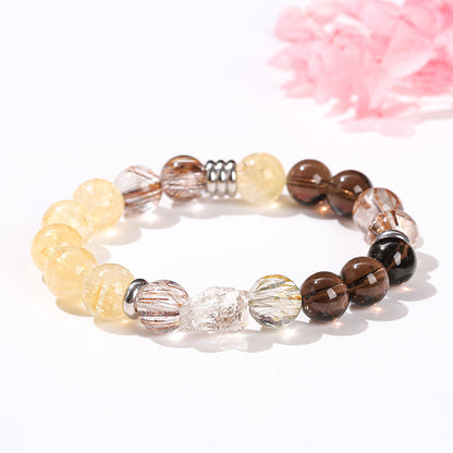 Natural Color Hair Crystal Citrine Mixed String Bracelet