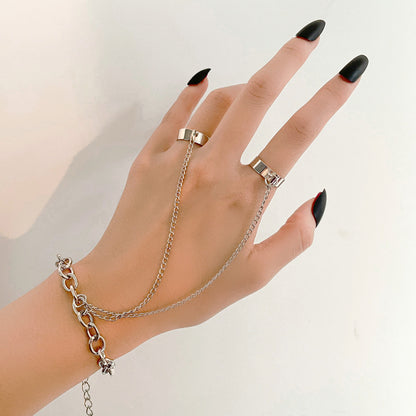 Chain butterfly pendant ring integrated chain hand jewelry