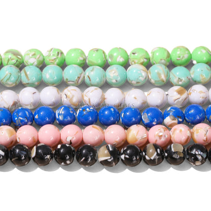 Multicolor shell pine round beads rainbow turquoise loose beads