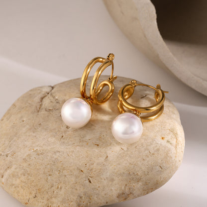 Round Plastic Pearl Earrings