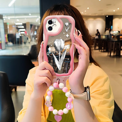 iPhone 12 Makeup Mirror Liquid Silicone Tulip Case