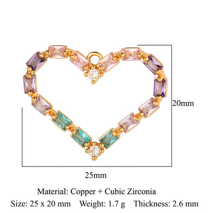 Color zircon peach heart copper zircon pendant.