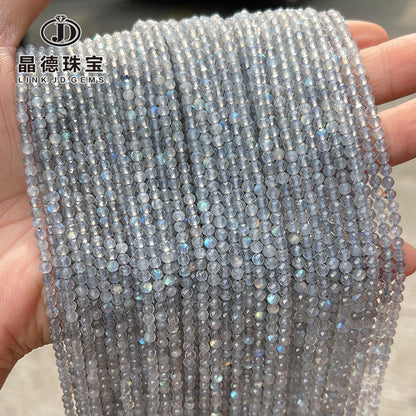 2-4Mm cut natural gray moonlight round beads loose beads