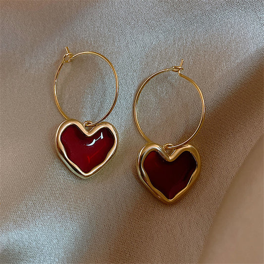 Pendientes de amor burdeos pendientes sencillos 